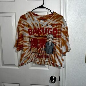My Hero Academia t-shirt Katsuki Bakugo explosion tie dye size Large Crop Top